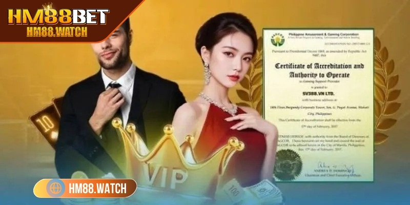 Giấy phép hoạt động của HM88 được cấp bởi tổ chức quốc tế có uy tín